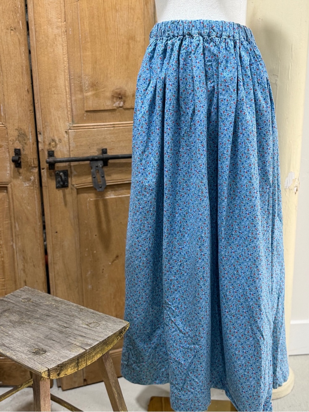 American Vintage Prairie Light Blue Floral Maxi Skirt